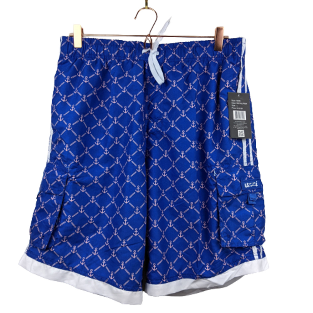 Uzzi Mens L Anchor Blue Pink Swim Board Shorts